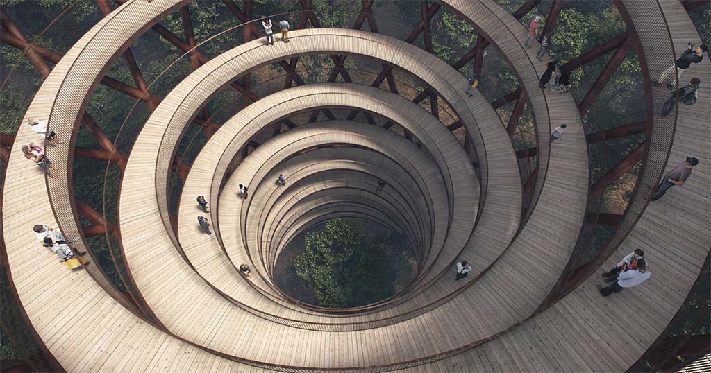 Circular Staircase Over The Danish Forest Offer a Great Experience.