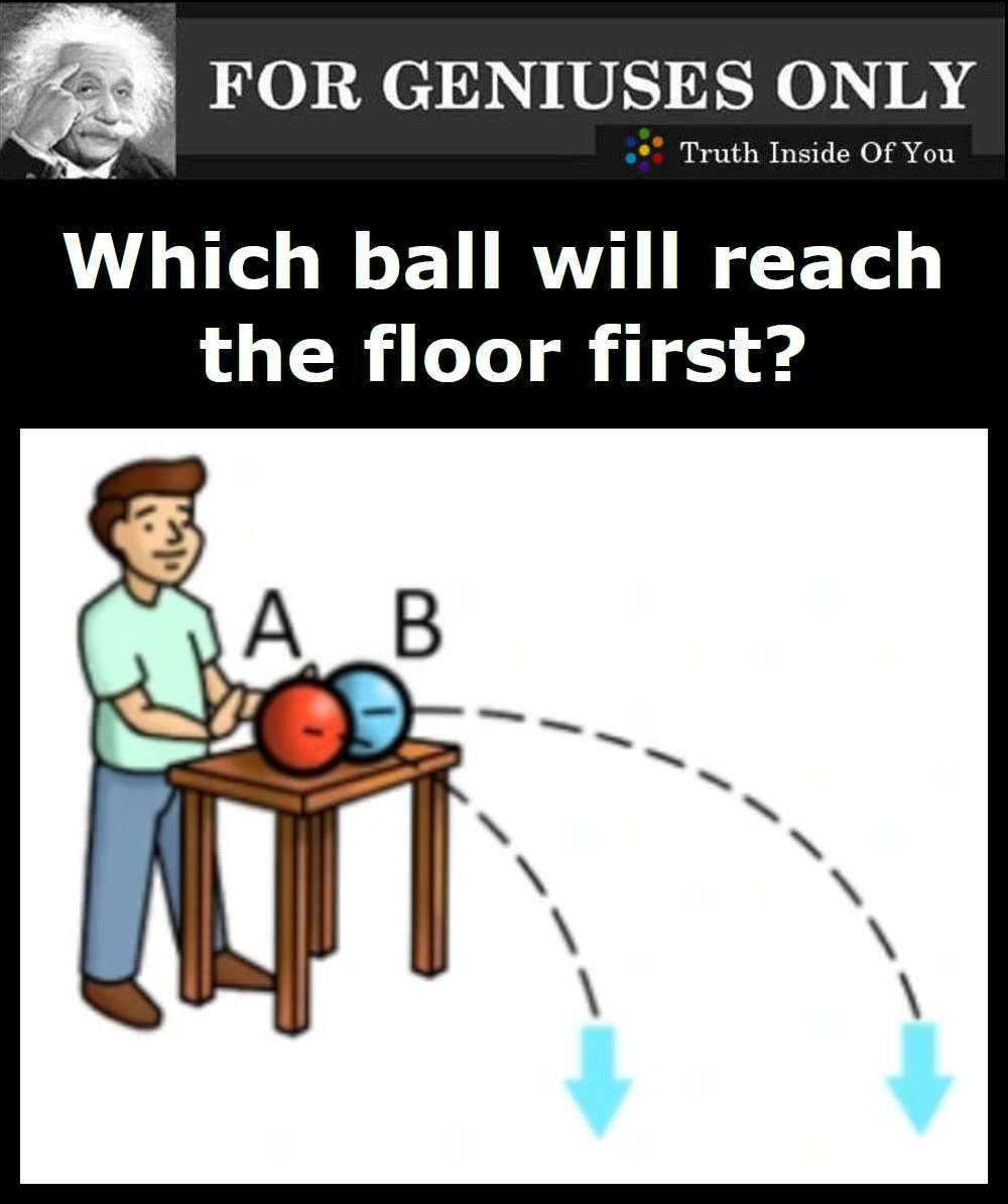 Which ball will reach the floor first?