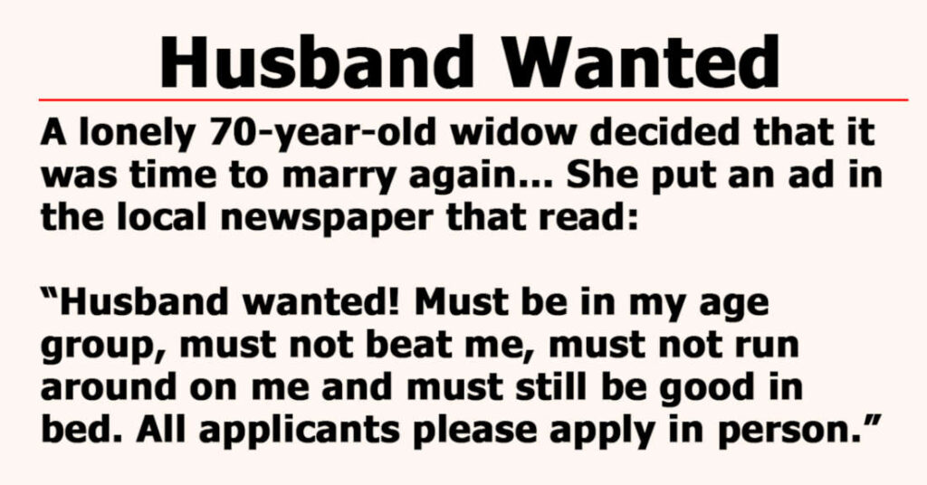 70 Year Old Widow Posts A Newspaper Ad To Find A Husband Truth Inside